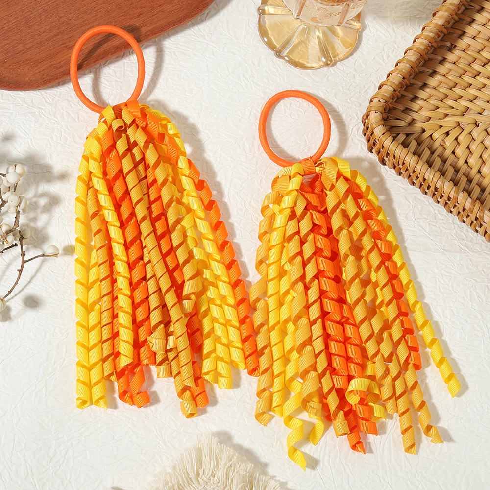 2 Stück/Set Satin-Quasten-Stirnband und Pferdeschwanzhalter, geeignet für Mädchen, dekoratives Haar-Accessoire für WM-Partys – Detail 13