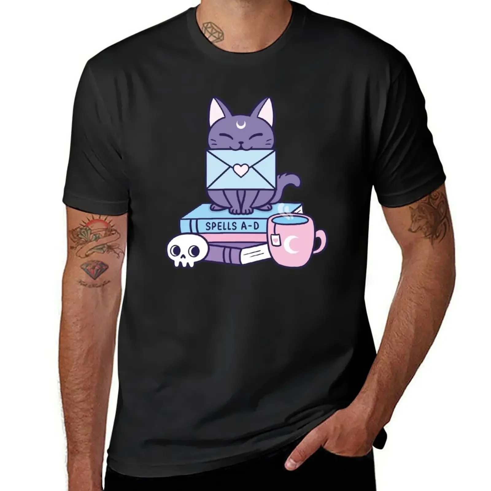 Black Magic Mail Kitten Nikury T-Shirt graphic t shirts boys whites graphics street wear heavyweight t shirts for men