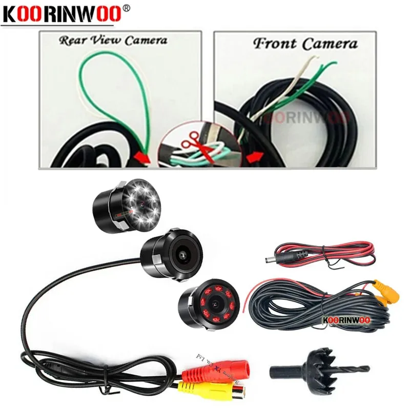 Koorinwoo Car Parking Rear View Camera CCD Auto Switch Universal Night Vision Infrared Led Front Backup Cam Reversing Assistance