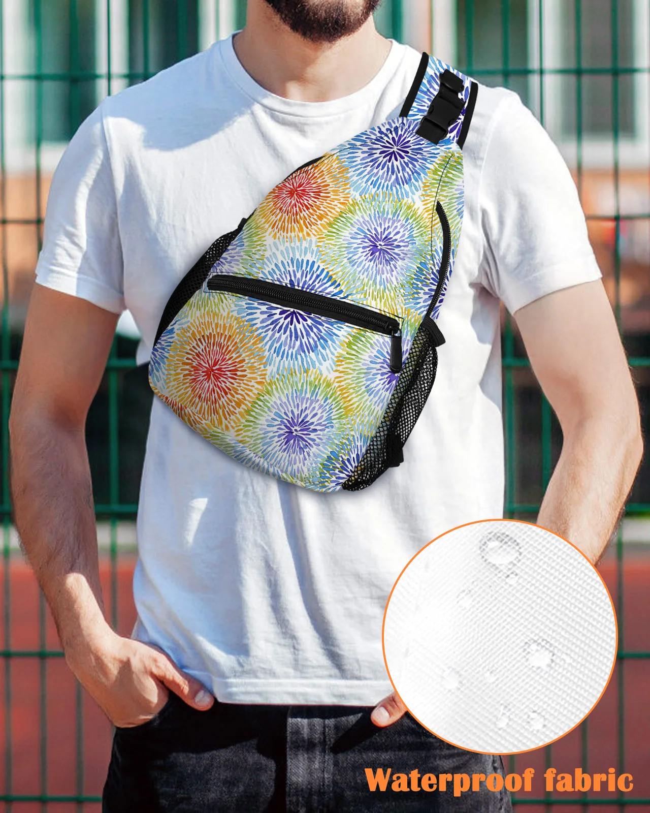 

Watercolor Pattern Chest Bag for Men Casual Sports Shoulder Bag Women's Travel Waterproof Messenger Bag