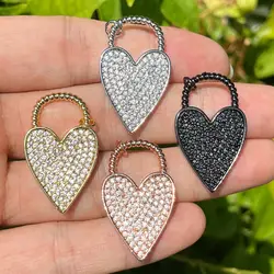 100% Zirconia Pave Heart Charms