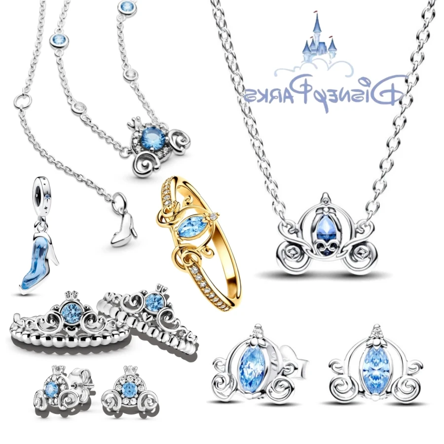 Disney Necklace Earrings Set Pendant Charm Fit Original Pandora Bracelet DIY Beads Women Birthday Gift Jewelry