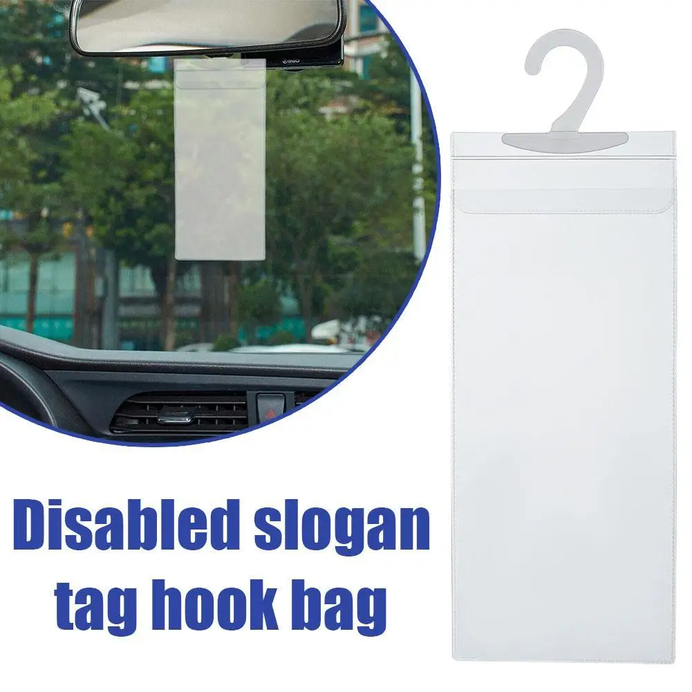 1pcs Pvc Placard Hook Bag Disabled Slogan Sign Bag Bag Parking Storage Tag Bag Permit Parking Hook Hook S8r3