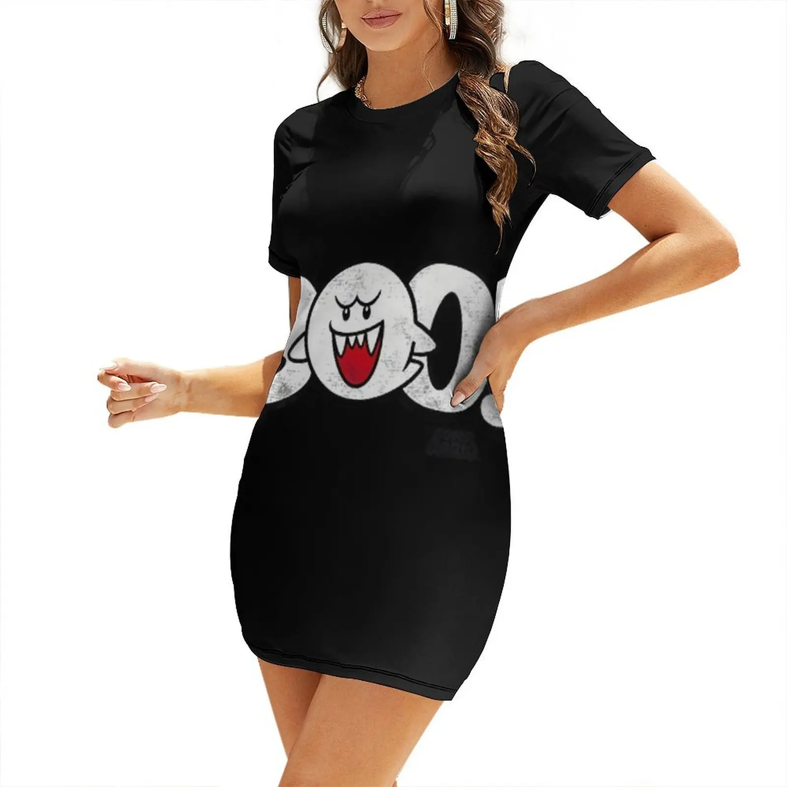

Boo Large Text \t \t \t Short-Sleeved Dress birthday dress for women luxury 2026 dresses ladies 2026 summer Women dresses summer