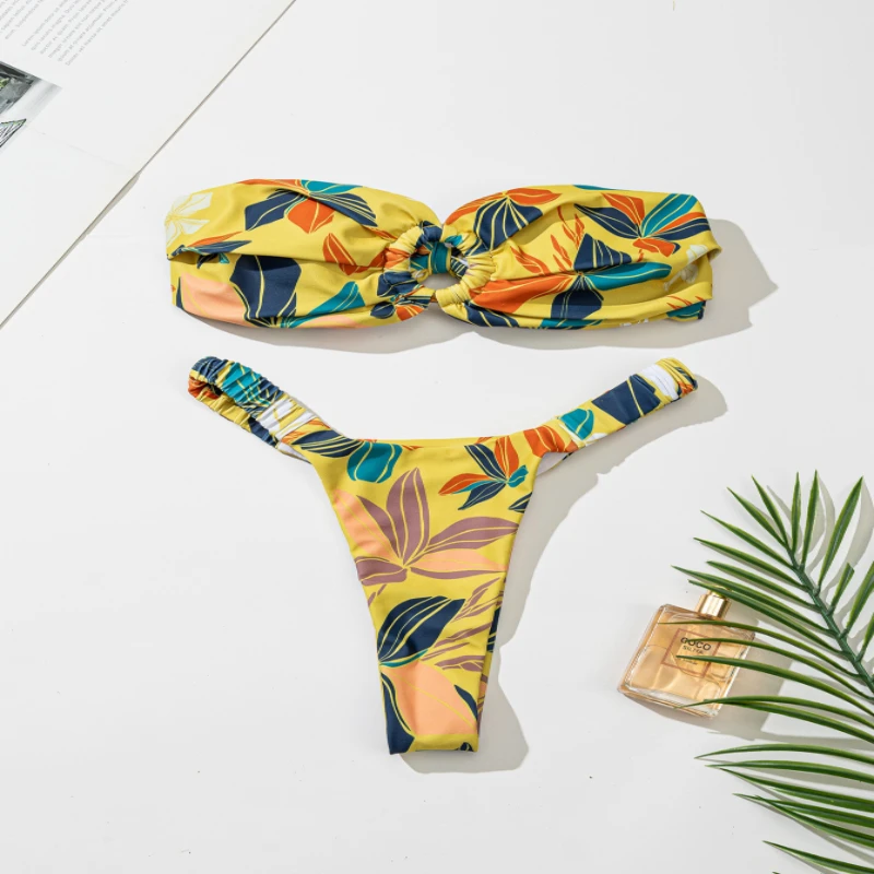 

Bikini fashion with circular ring, strapless and back-tie, sexy two-piece swimsuit