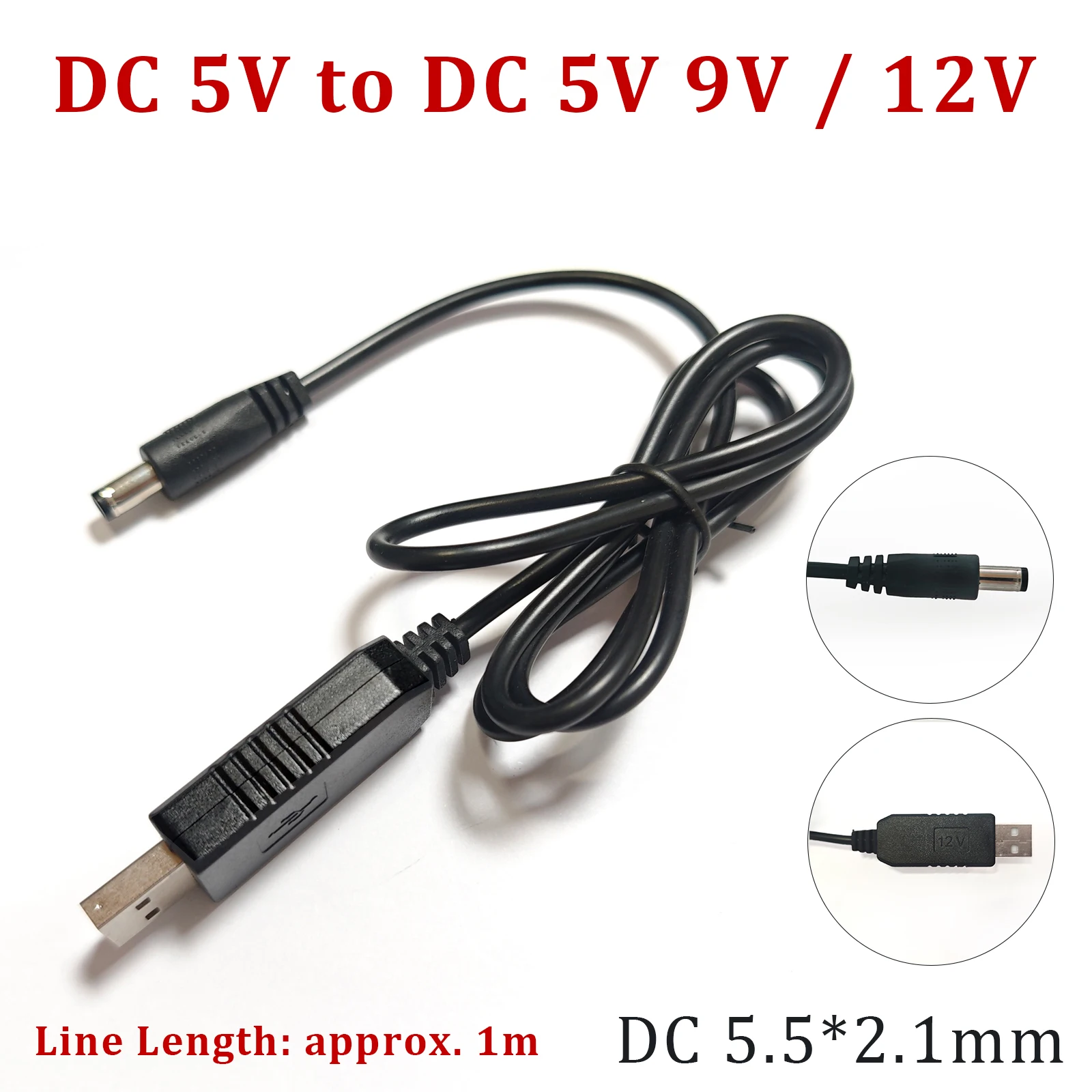 USB Boost Cable 5V to 9V 12V DC 5.5*2.1mm Step Up Converter Power Bank Adapter for Router Modem WiFi IP Camera
