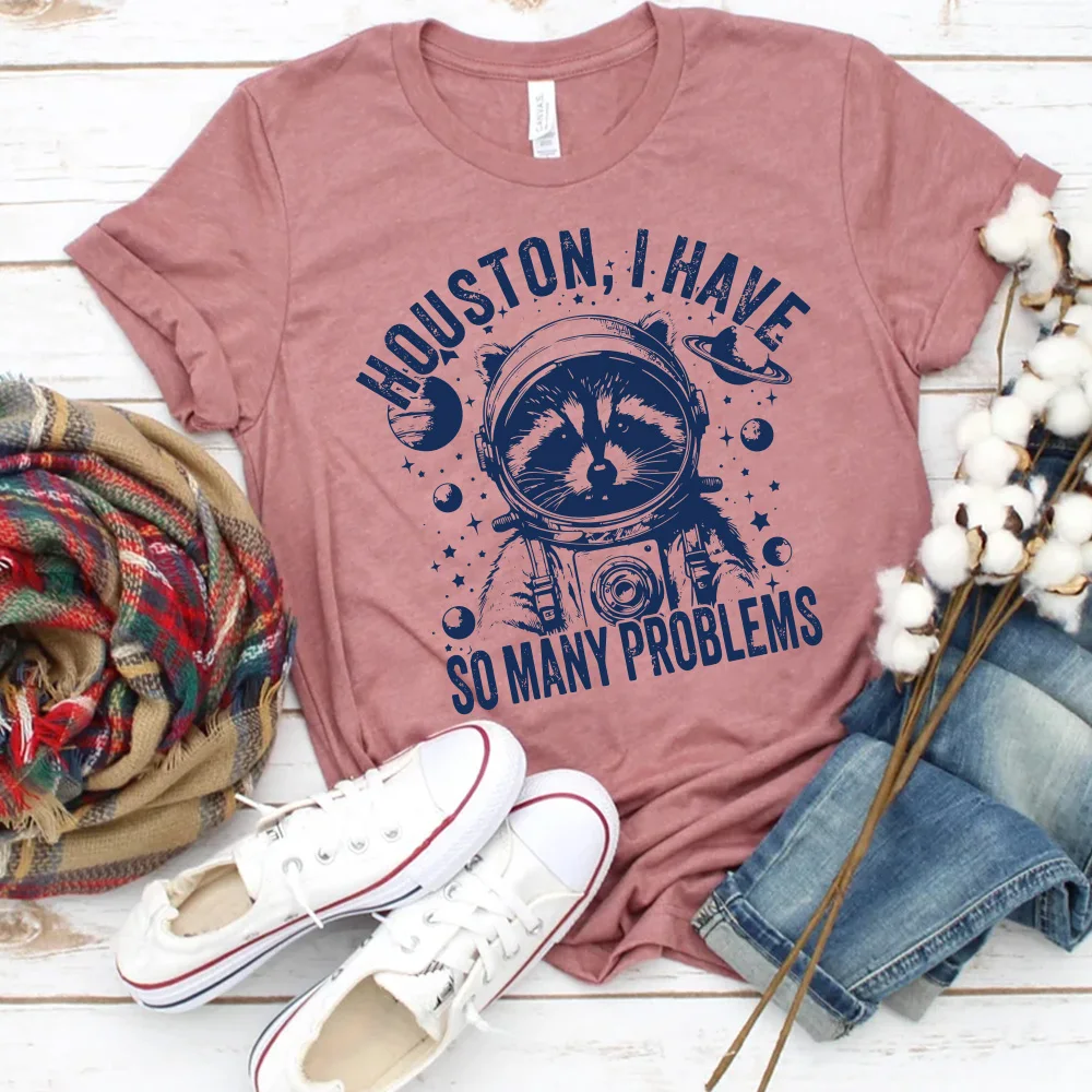 1 pieza de pegatina de transferencia de calor de vinilo con patrón de mapache de astronauta de gran tamaño, pegatina de transferencia de hierro lavable