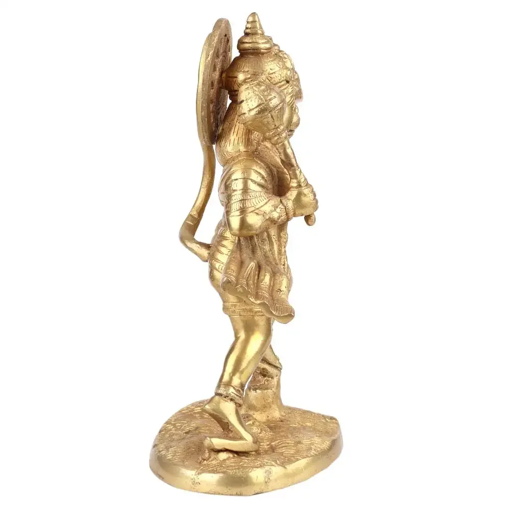 Handgemaakte gouden messing Lord Hanuman met bergkruiden sculpturen beeldje standbeeld verklaring stukken decor cadeau-artikelen