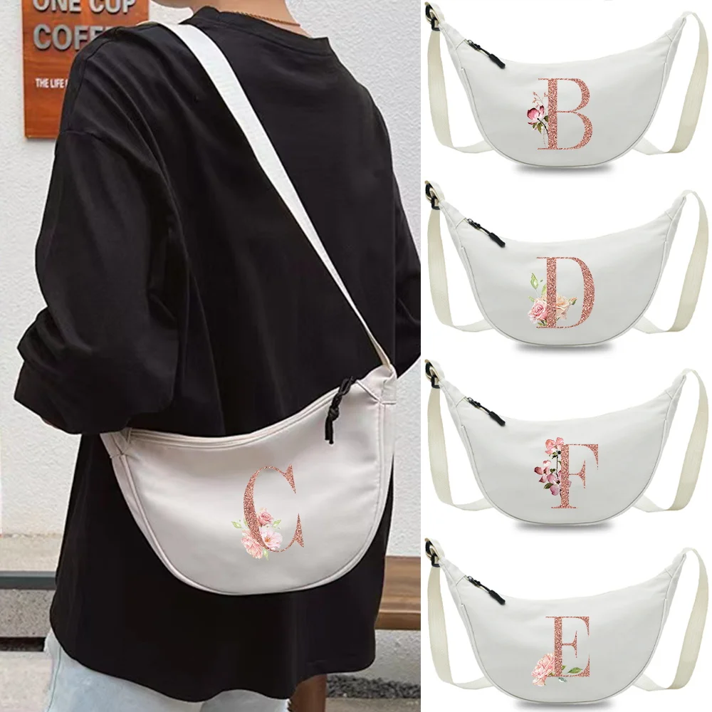New Handbag Nylon Crossbody Bag Fashion Chest Bags Outdoor Travel for Women Students Shoulder Cross Body Bag Rose Gold Series