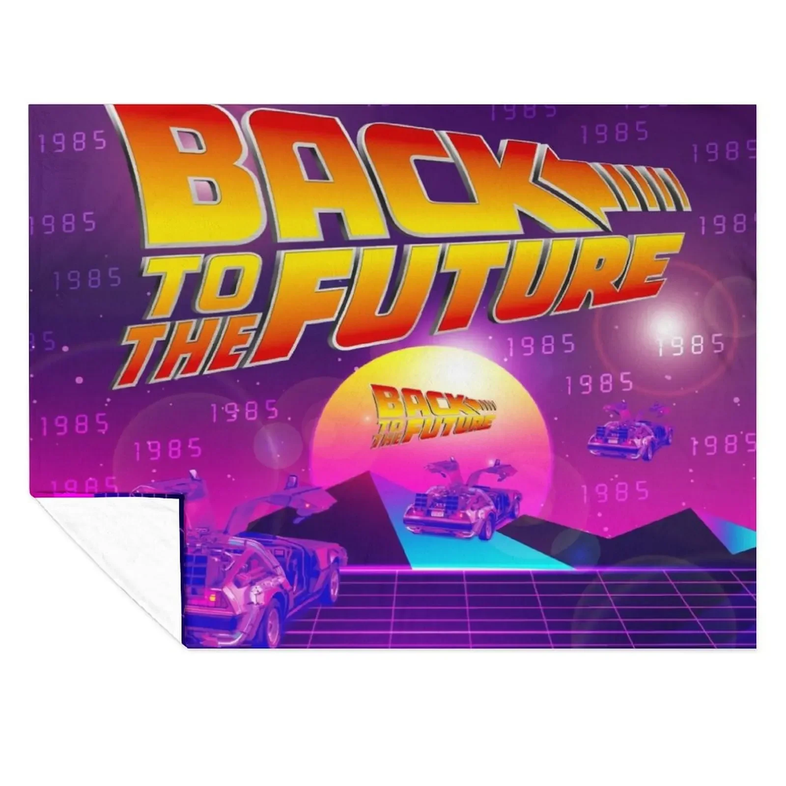 

Back to the future, cool retro design with Delorean by Marty McFly, officially licensed fan art Throw Blanket Flannel Blankets