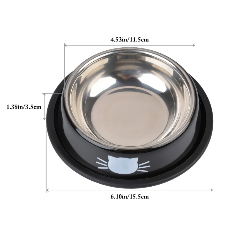 Dog 2PCs pet bowl stainless steel non-skid cute dog bowl cat bowl with 2 food scoop