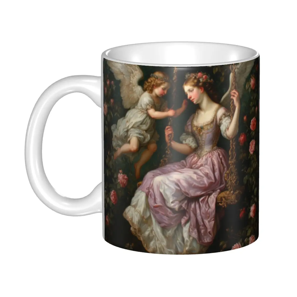 

Victorian Angel And Flowers Coffee Mugs DIY Customized Ceramic Mug Creative Gift