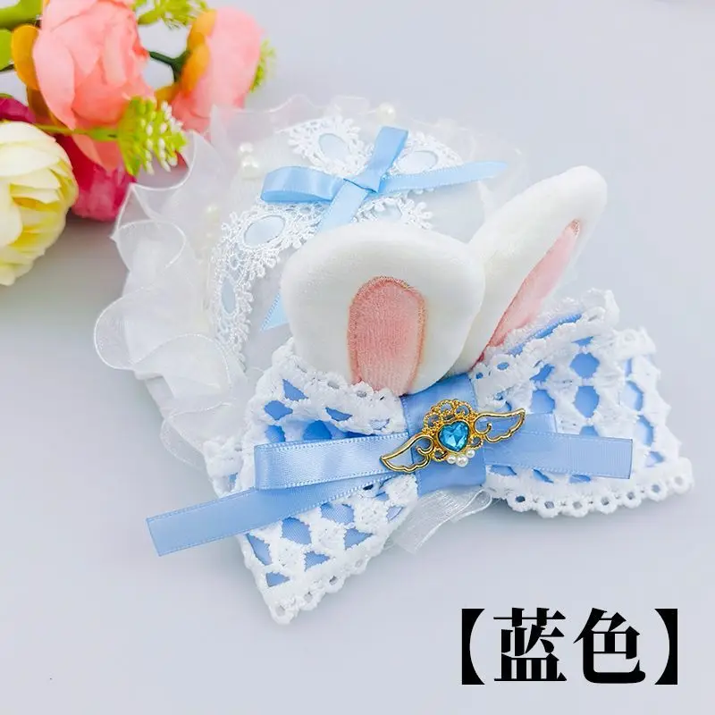 Women Girls Japanese Sweet Lolita Lace Bow Strawberry Small Hat Bunny Bow Cosplay Party Hairpin Hats Hair Accessories Hair Band