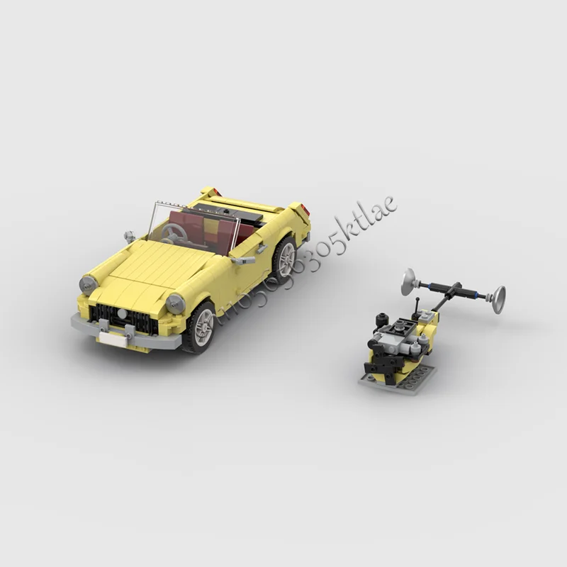 684 parti MOC City Car giallo vintage berlina modello tecnologia blocchi di costruzione creativi per bambini giocattoli regali di compleanno a sorpresa