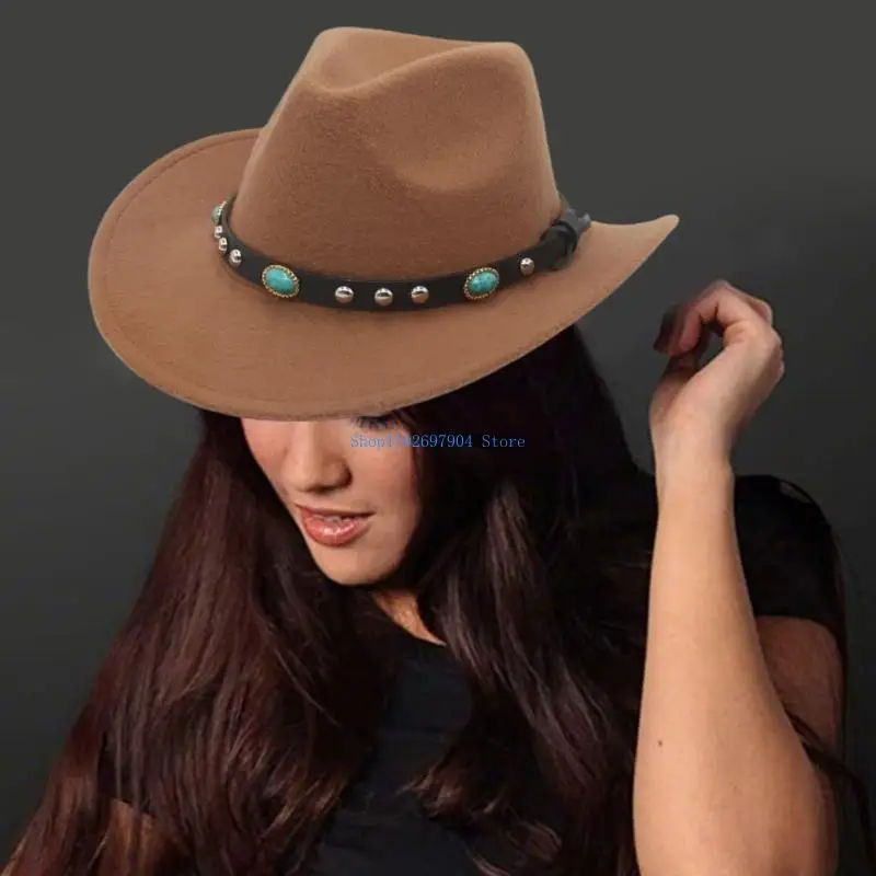 N7YF Vintage Homburg Panama Hat Western Porkpie Hat Cowboy Hats for Dinner Outdoor Casual Wear Photo Props