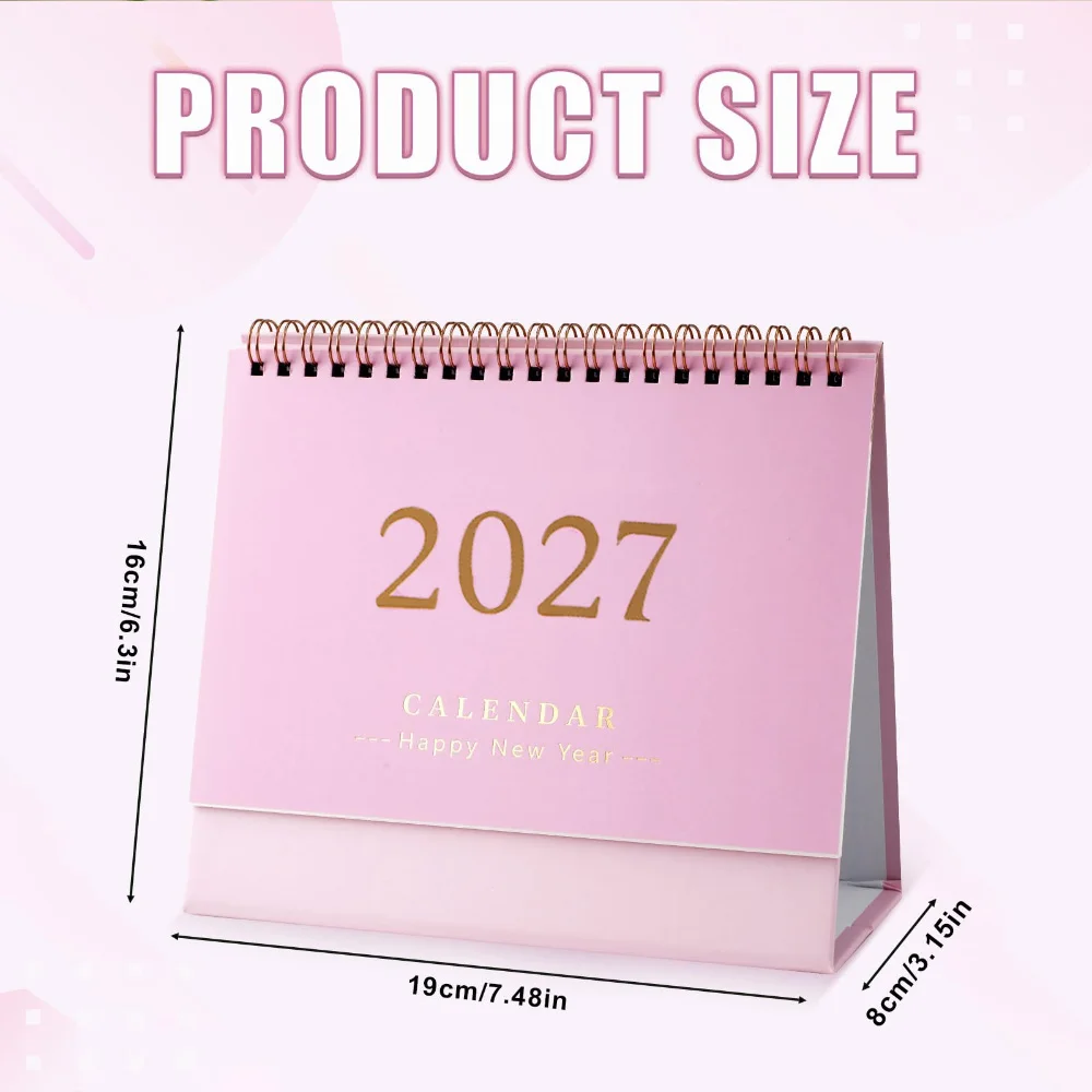 2027 Desktop Calendar Stand Up Year Calendar Table Paper Calendar Daily Scheduler Monthly Pages Easel Calendar for School Office