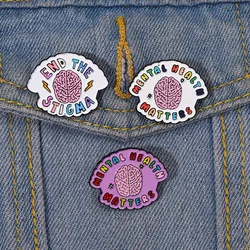 Brain Mental Health Matter Cartoon Enamel Pin for Backpack Clothes Decorative Jewelry Lapel Badge Friends Gifts Brooch Wholesale