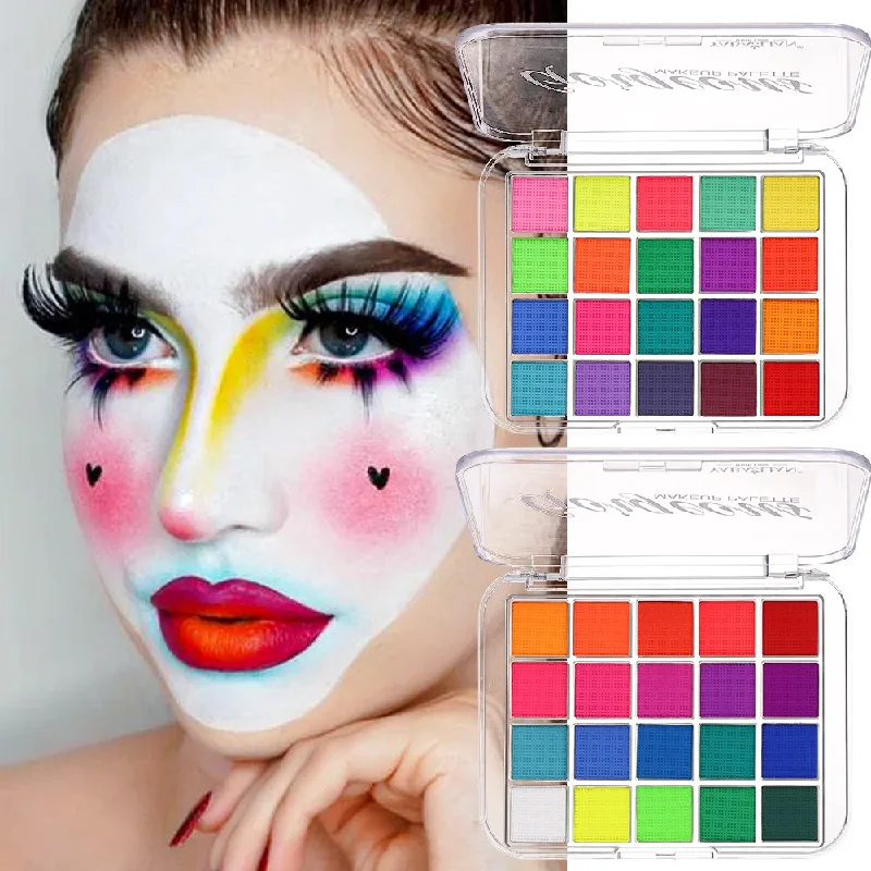 Pintura facial y corporal, aceite de pintura al agua segura no tóxica con pincel, herramientas para fiesta de maquillaje de Navidad y Halloween, 20/12 colores