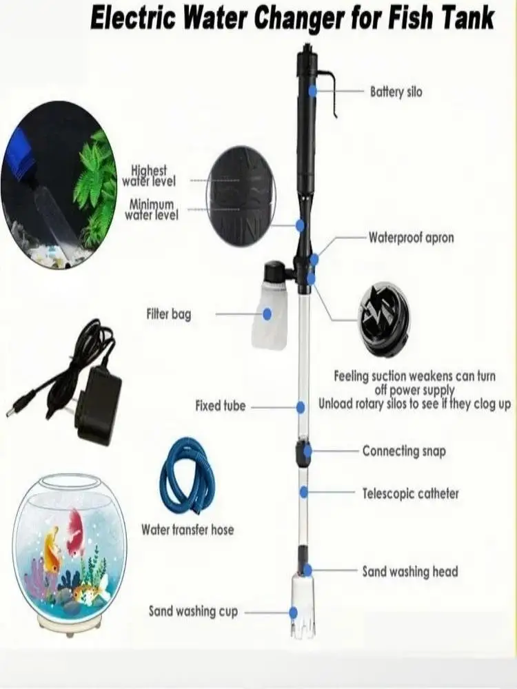 AliExpress NONE 220V Powerful Suction Aquarium Electric Syphon Operated Fish Tank Sand Washer Vacuum Gravel Water Changer Siphon
