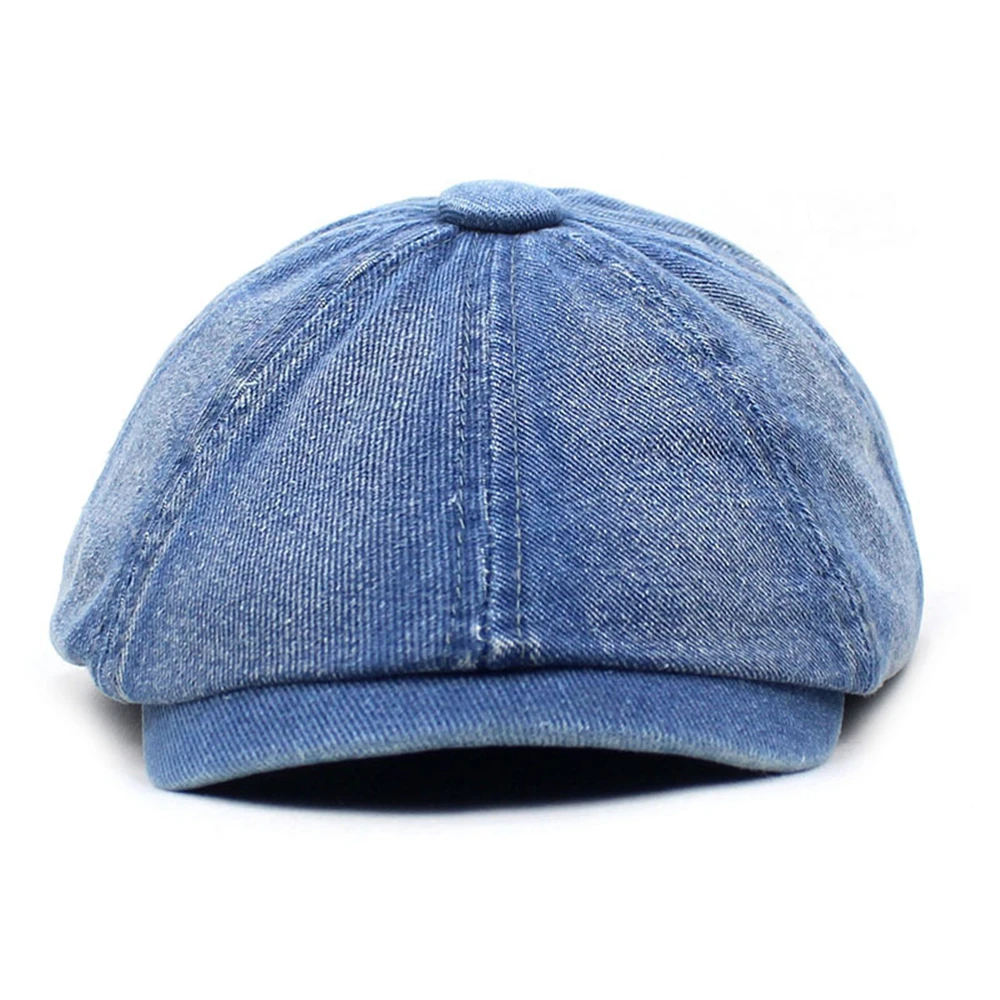 BUTTERMERE Denim Newsboy Cap Men Women Cotton Eight Panel Hat Women's Baker Boy Caps Blue Retro Hats Male Boina Beret