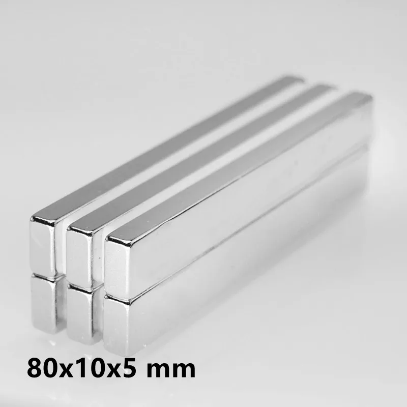 

1~30PCS 80x10x5 Super Strip N35 Big sheet Magnets 80x10x5mm Neodymium Magnet 80mmX10mm Permanent NdFeB Strong Magnets 80*10*5 mm