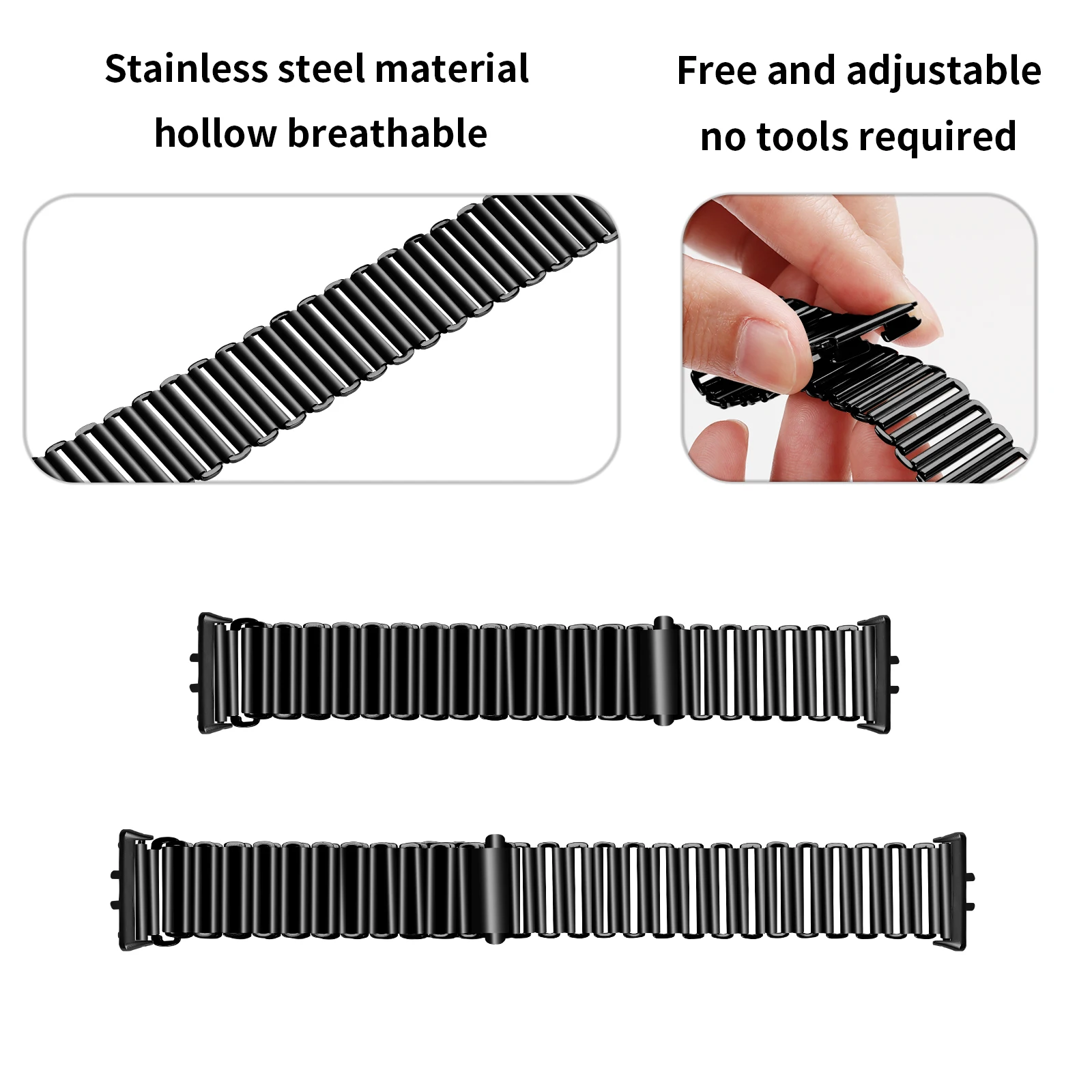 لساعة Samsung Galaxy Fit3 SM-R390 المصنوعة من الفولاذ المقاوم للصدأ وحزام معصم ملون مطلي بالكهرباء - أسود #4