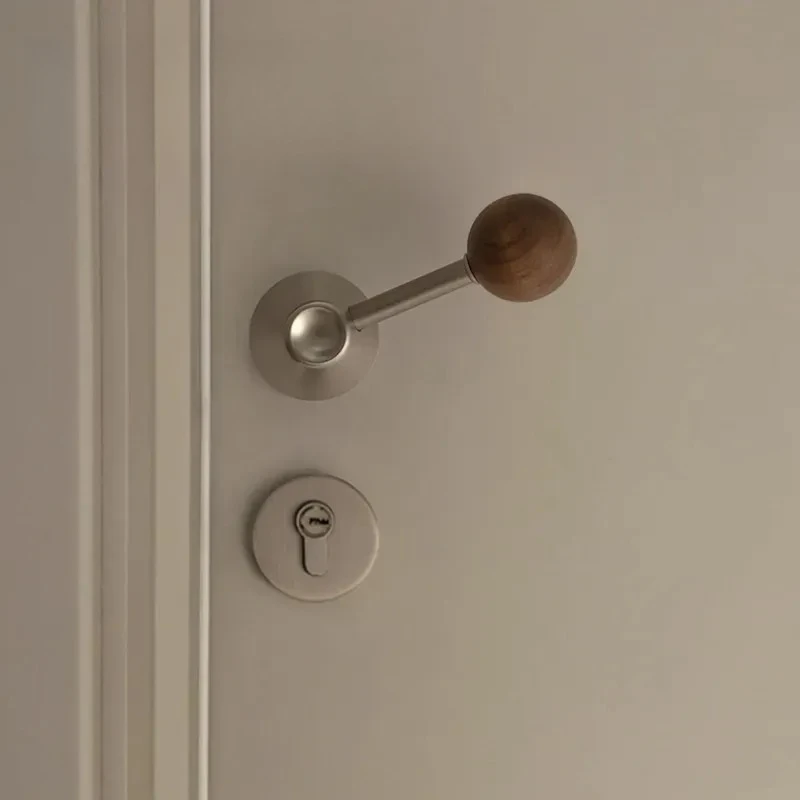 for Retro Black Walnut Door Lock Indoor Handle Universal Magnetic Silent Split Lock