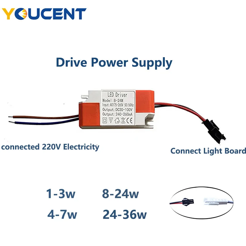 

LED Driver 300mA 1-3W 4-7W 8-24W 24-36W LED Power Unit Supply Lighting Transformers For driver led Light