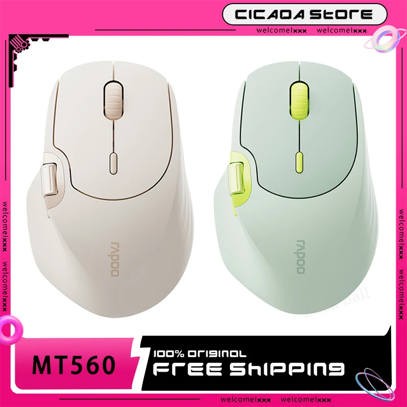 Rapoo Mt560 Gamer Mouse Wireless Mouse Multi Mode 2.4g Bluetooth Mice Lightweight Paw3220 Accessories Custom Gaming Laptop Gifts