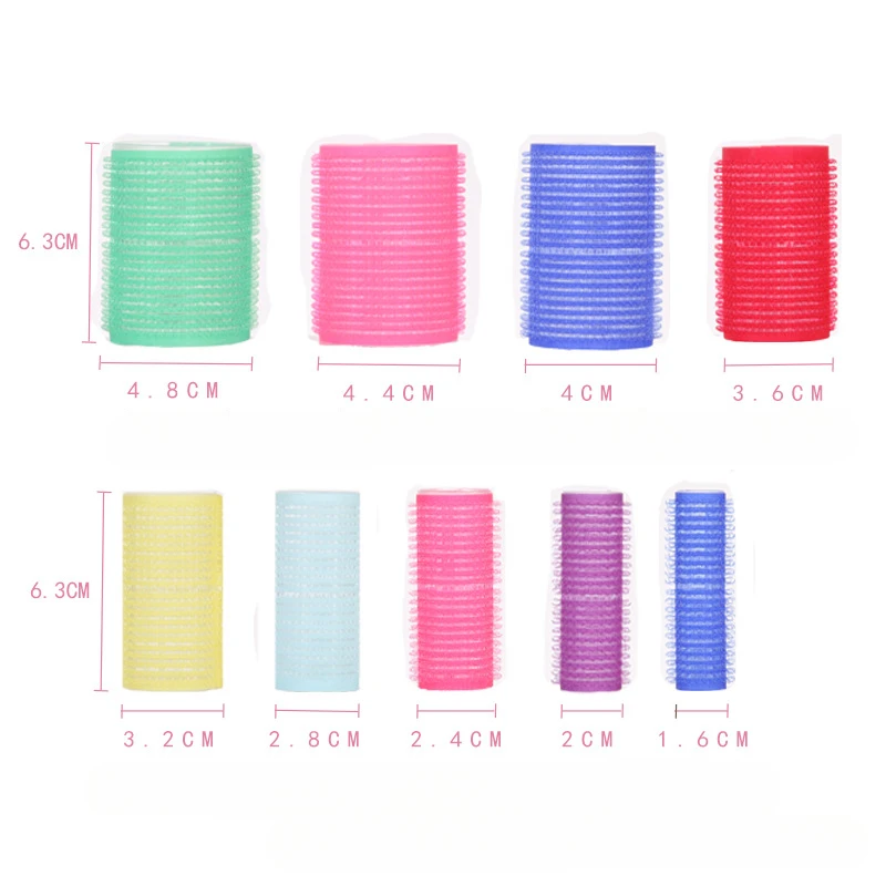 12pcs Self-Grip Hair Rollers Heatless Hair Curlers No Heat Hair Bangs Volume Self-adhesive Hook & Loop DIY Styling Tools