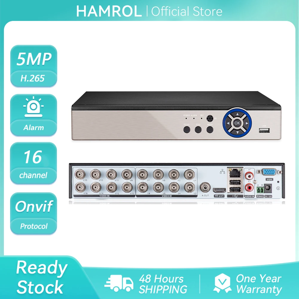 16-канальный AHD CCTV DVR 5MP-N 5в1 AHD TVI CVI CVBS IP-камера Ai Face Detection Гибридный цифровой видеорегистратор Система безопасности H.265