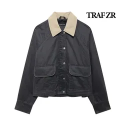 TRAF ZR Lady Jackets Women's Autumn Coat American Vintage Novelties in Outerwear Casual Coats Elegant and Pretty Women's Coats