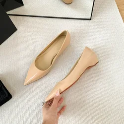 Flat Shoes Women Red Soled Banquet Thin Pointed Sexy Red Soled Women's Shoes Flats Women Work Shoes Comfortable for Work Adult