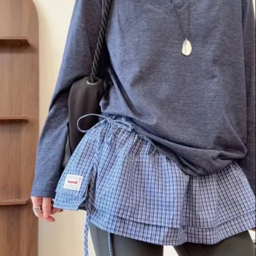 Minigonna morbida a reticolo dolce stile coreano vita alta gonna a metà corpo vita Blet decorativa Y2K gonna con bordo arricciato streetwear