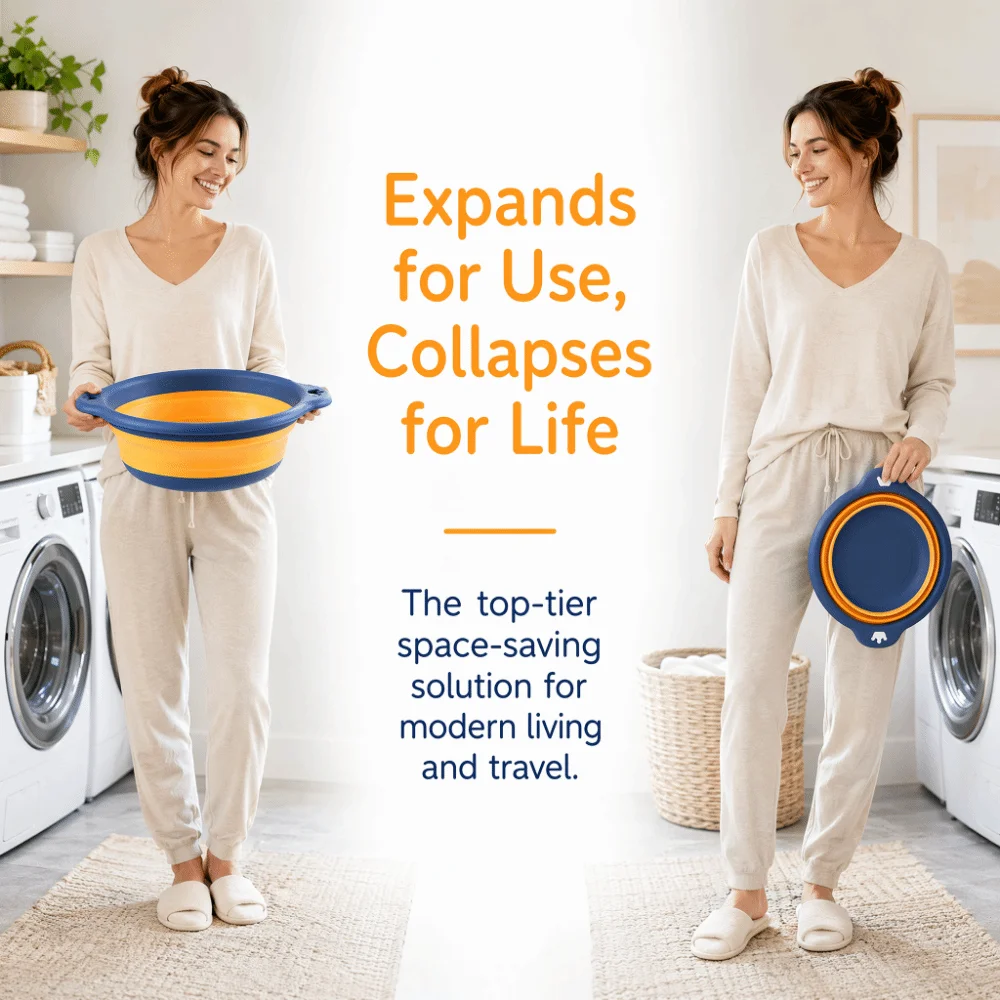 2 Pack Space-Saving Plastic Dishpan 9.06 Inch 12.6 Inch Size With Hook Washing Bin Hanging Design Deep Blue Wash Basin Camping