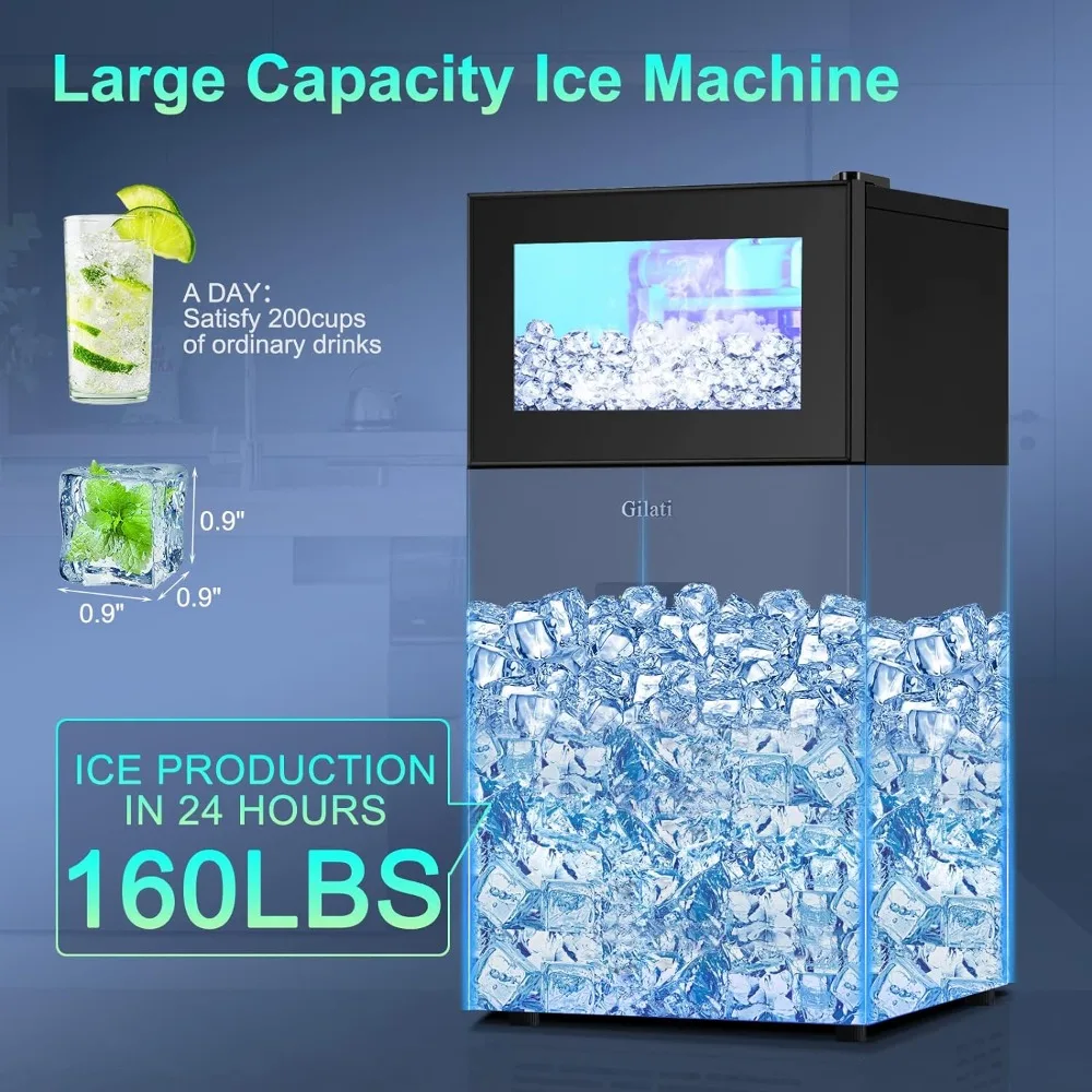 Commercial Maker 160Lbs/Day, Quick Ice Making Commercial Machine with 35Lbs Capacity, Under Counter Ice Maker