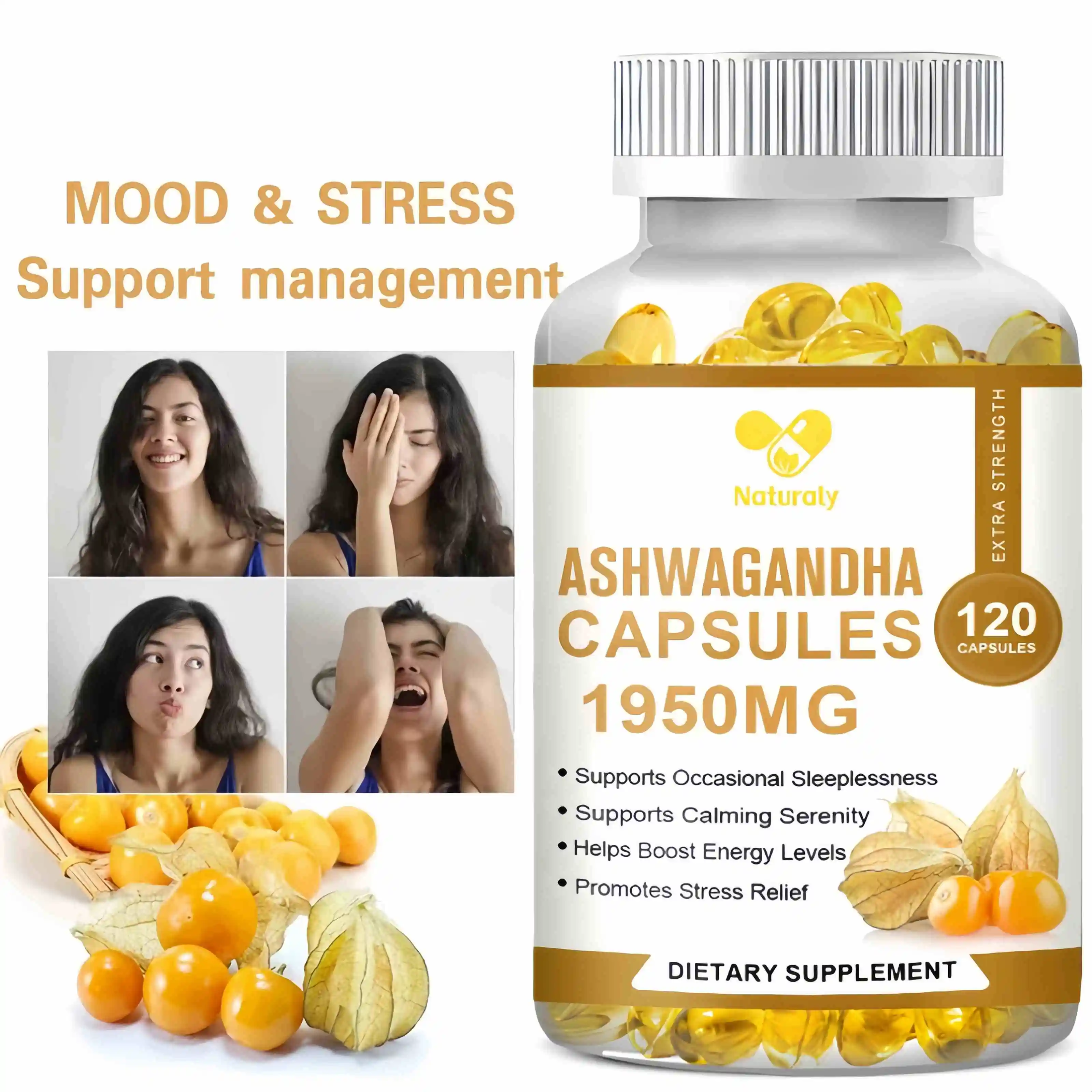 Ashwagandha Supplements Helps Relieve Stress and Anxiety, Natural Mood Support, Stress Support, Thyroid Support, Immune Health