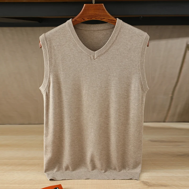

Lambswool Svel Vest Men's V-ne Loose Color oulder Pad Tank Top Korean Sle Knitted Sweater plus Size Trendy