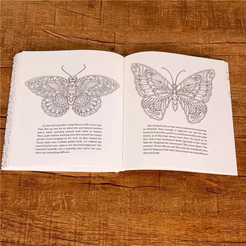 Magia e The Lky Butterfly Drawning Coloring Book, Conto Mágico para colorir adultos e crianças, Arte pintada, 120 páginas, 255*220mm, Novo