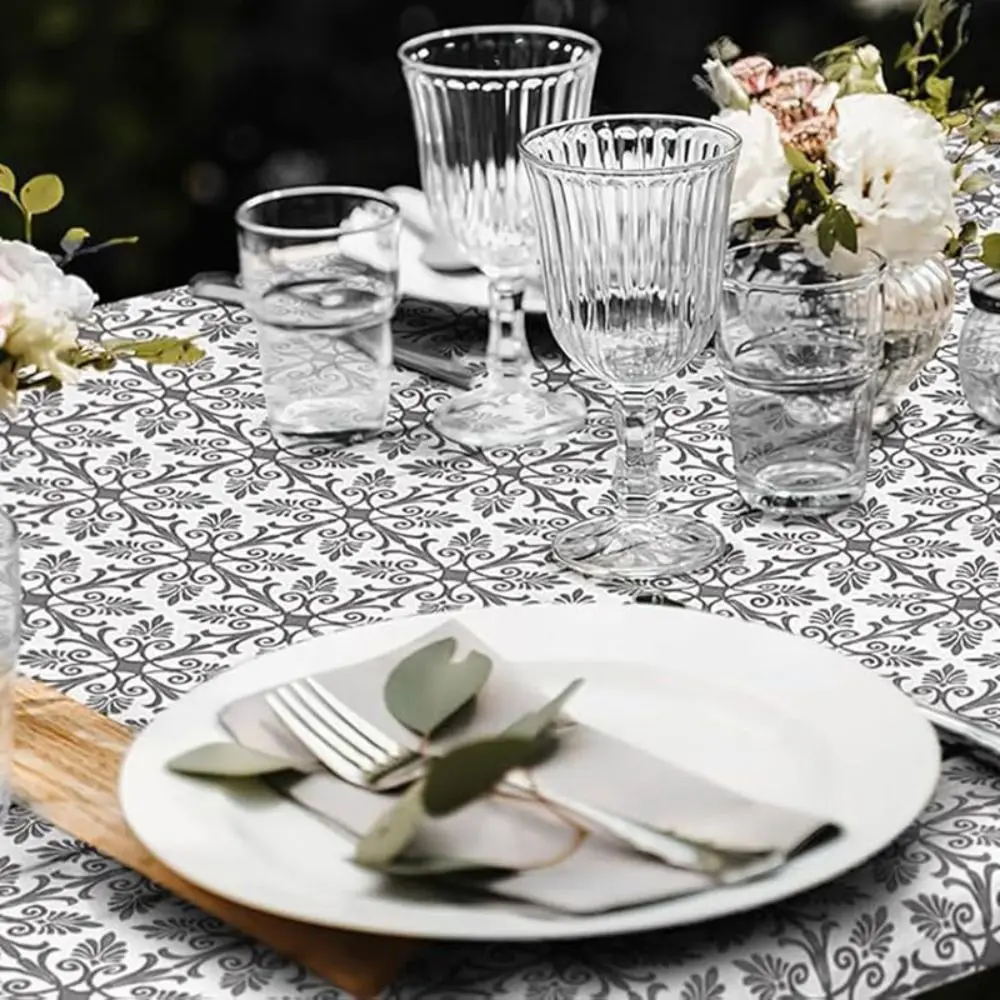 Rectangular Baroque Print Elastic Fitted Tablecloth Waterproof Scratch Proof Elastic Table Sheet Heat-resistant Washable