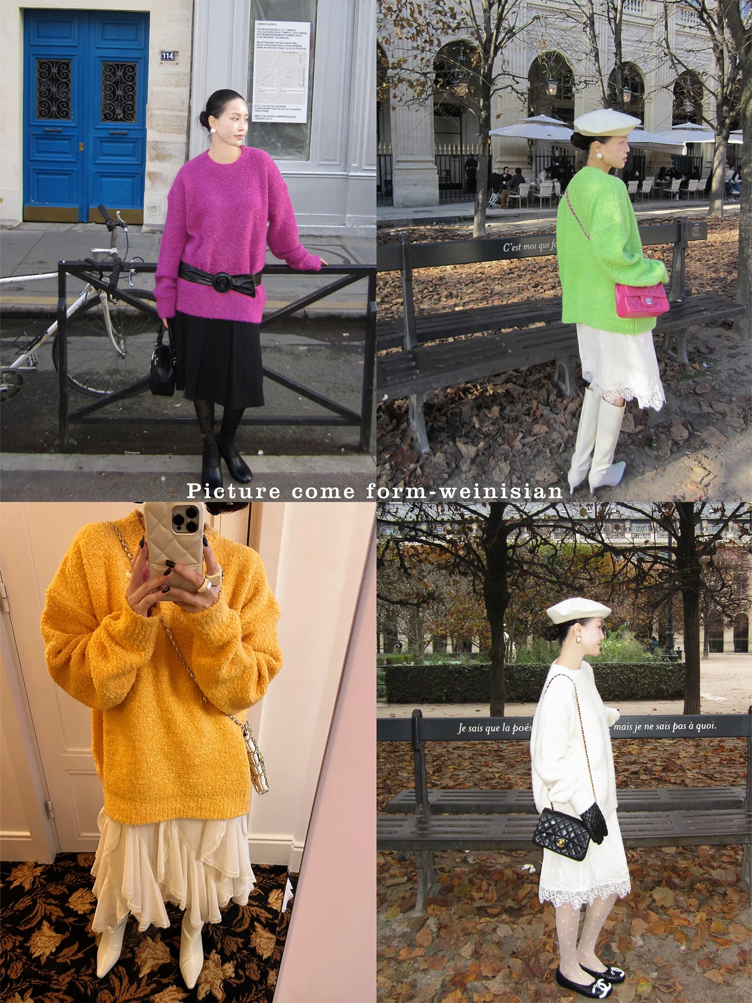 

Weinisian Miss Zhu Small Circle Yarn Sweater Women's Loose Thi Autumn Winter Outerwear French Sle Polyester Long Sve