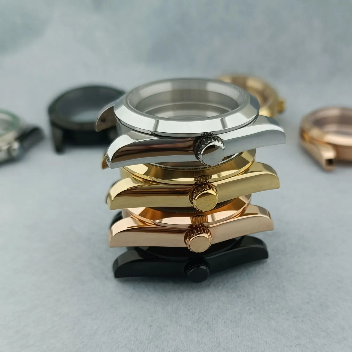 40 مللي متر NH35 ساعة حافظة الياقوت الفولاذ المقاوم للصدأ مشطوف حواف 100 متر مقاوم للماء يناسب NH34 NH35 NH36 حركة