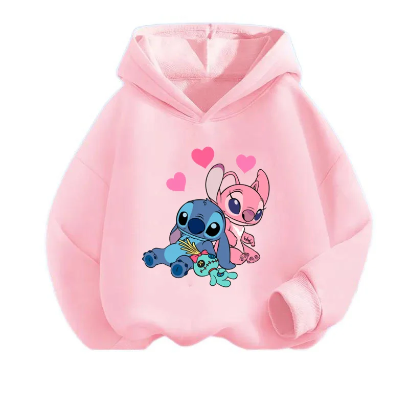 

Disney Series Stich Casual Hooded Tops New Stitch Hoodies Girls Sweatshirt Autumn And Winter Long Sleeve Harajuku Pullovers