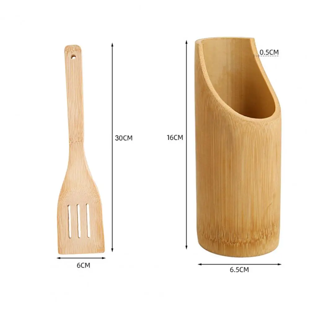 Slotted Spatula Bamboo Cooking Spatula with Long Handle Hanging Hole Wooden Non-stick Shovel for Frying Rice Spoon Soup Utensils