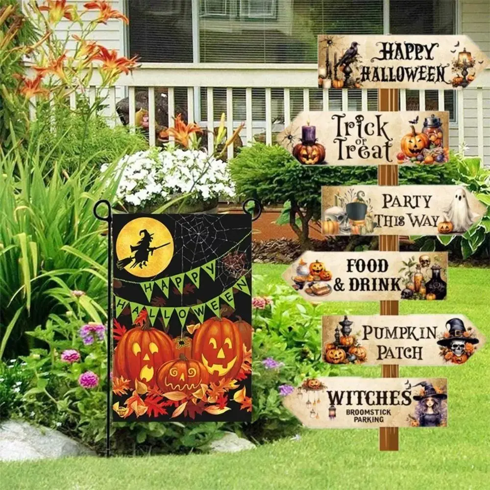 New Party Decoration Halloween Road Sign with Viscose Garden Decoration Welcome Sign Realistic Paper Party Road Sign