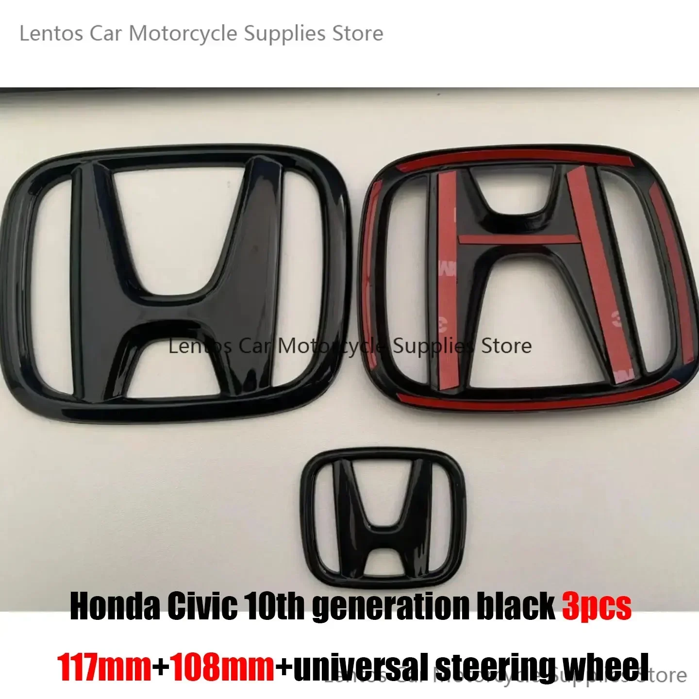 Car Modification Suitable for Honda 10th Accord/Civic Black Red Front Logo Covered Rear Logo Steering Wheel Modification Decor