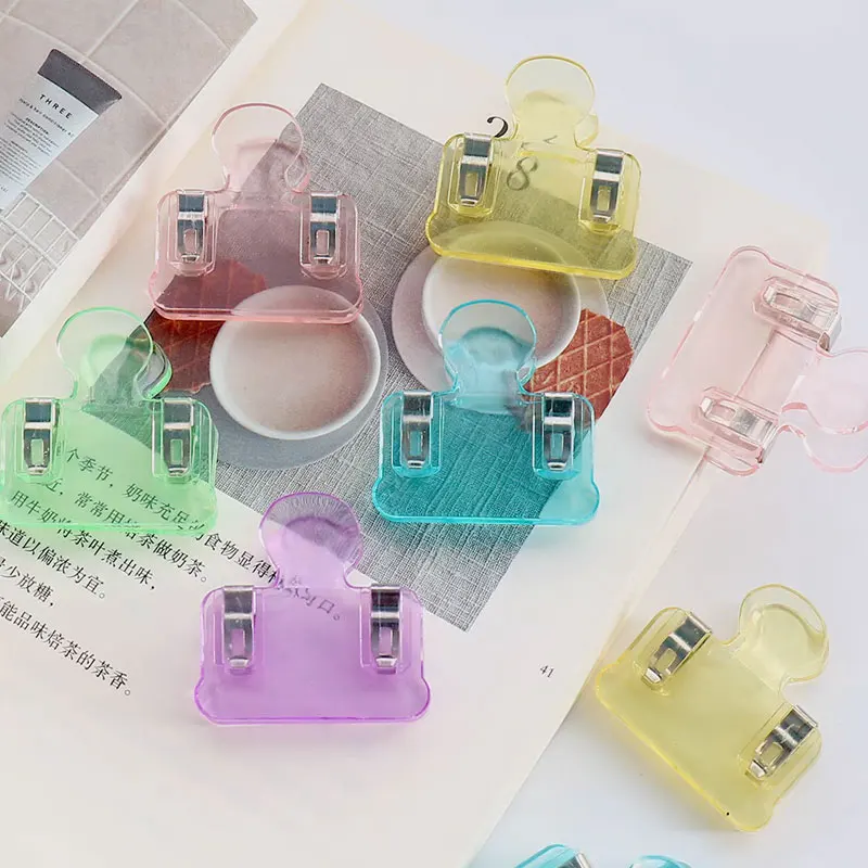 5pcs/Lot... Multicolor Acrylic Binder Spring Clip Memo Note Holder Scrapbook Clip Office Decorative Supplies School Stationery