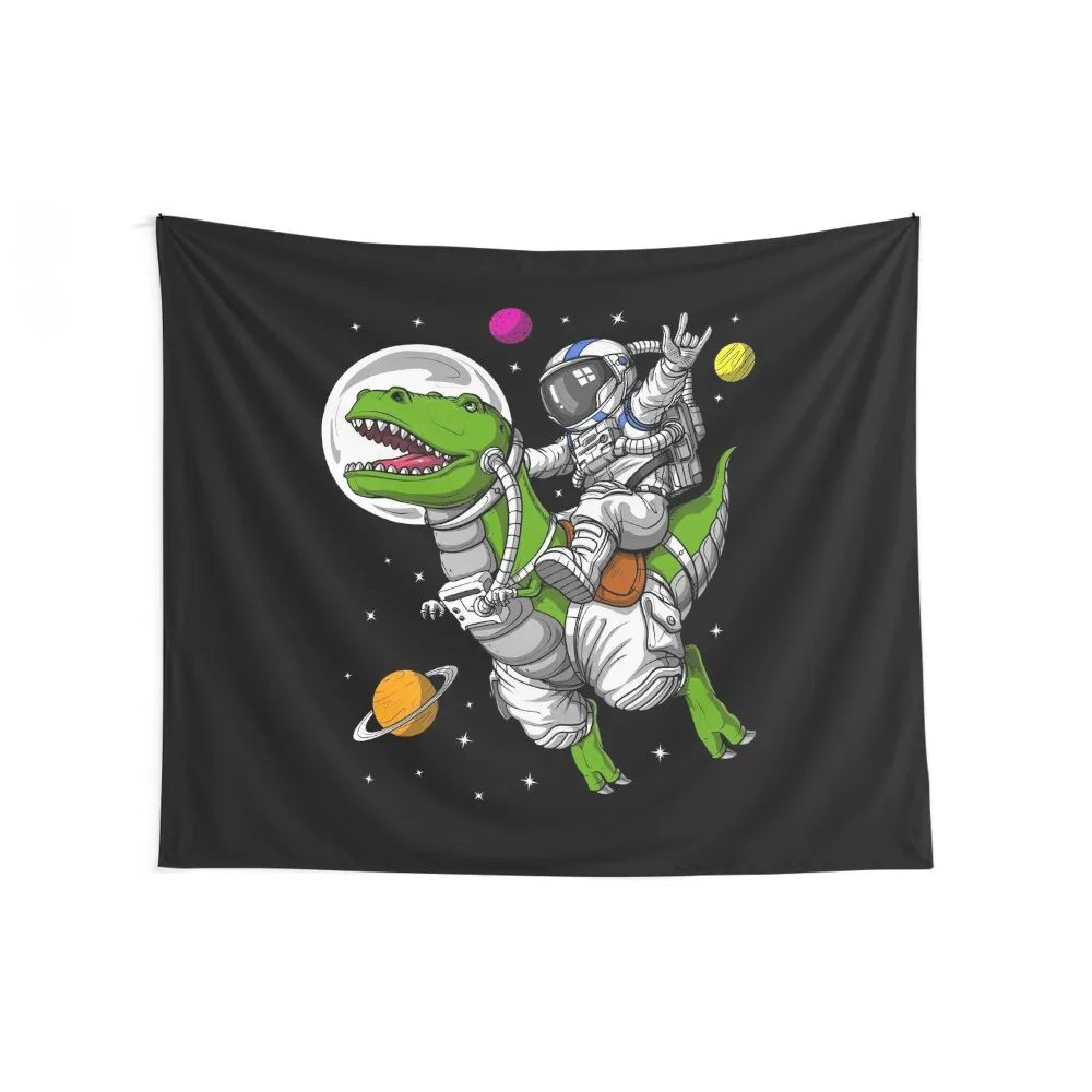 Space Astronaut Riding T-Rex Dinosaur Tapestry Wall Art Room Aesthetic Tapestry