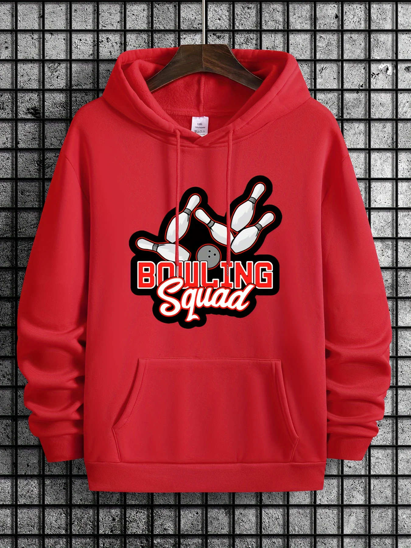 Plus Size Men's Bowling Print Hooded Sweatshirt Fashion Casual Hoodies For Fall Winter, Men's Clothing Halloween