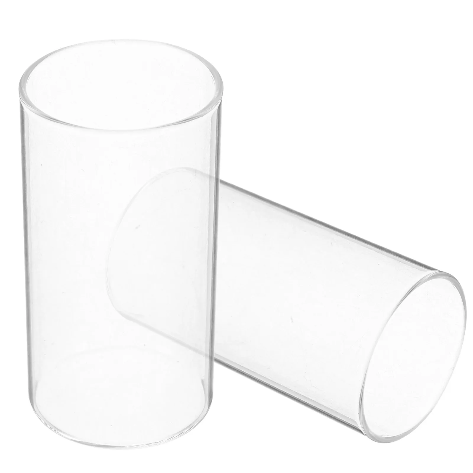2Pcs Transparent Cylinder Glass Holders 120Ml High Clarity Windproof Hurricane Vases for Floating Tealights Elegant